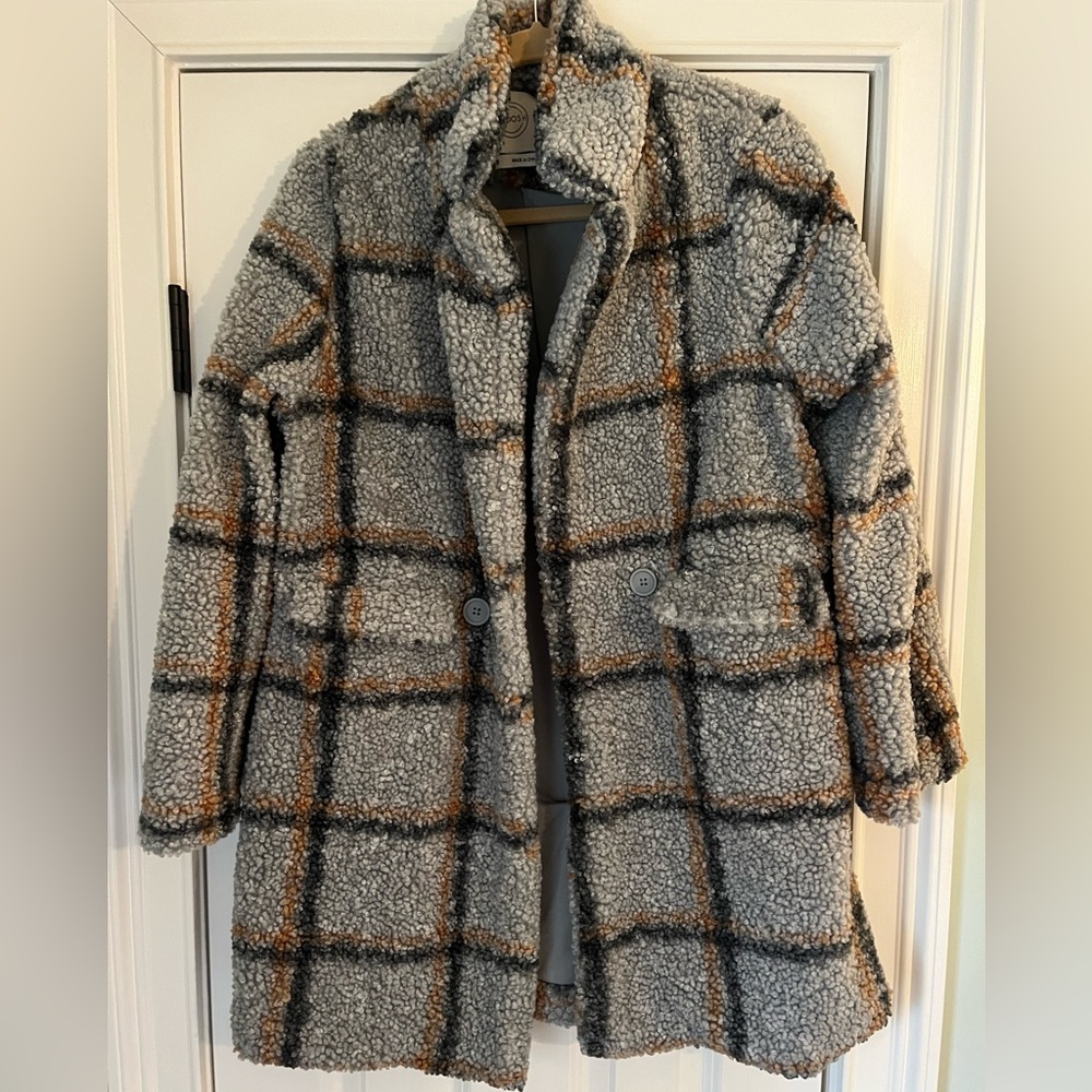 Gray Plaid Teddy Jacket - image 7